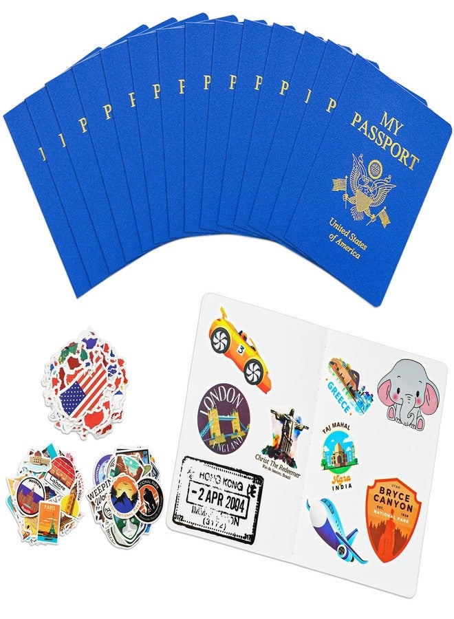 XIISVINT 15 Pcs Fake Passport Book for Kids with 150 Non-Repeating Stickers (Including 3 Themes), Suitable for Party Favors, Scrapbooking, Arts and Crafts, School Supplies, Wall Stickers - Image 1